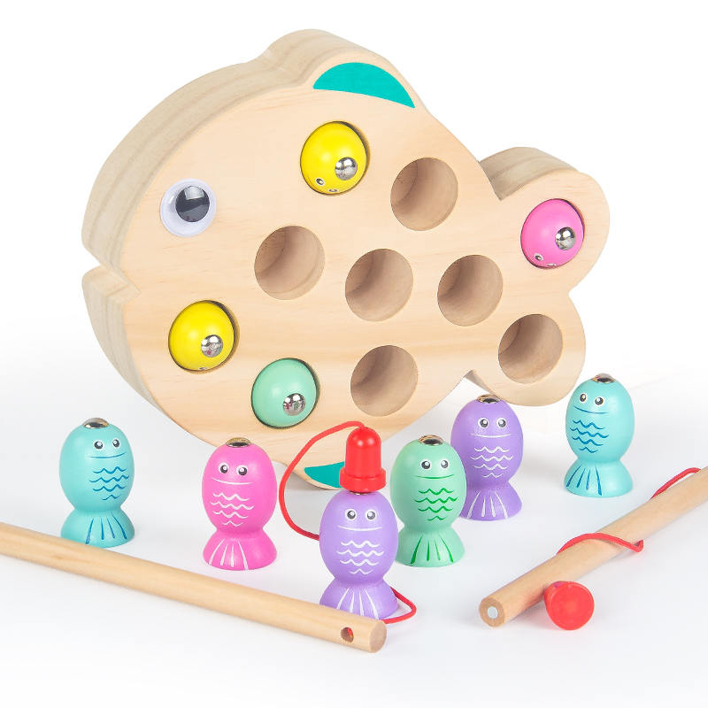 소녀를위한 낚시 장난감 어린이 게임 목조 자기 낚시 게임 어린이를위한 조기 교육 장난감 생일 선물